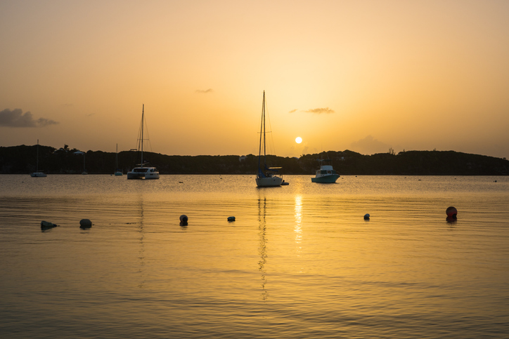 Island in the Bahamas and Sunset