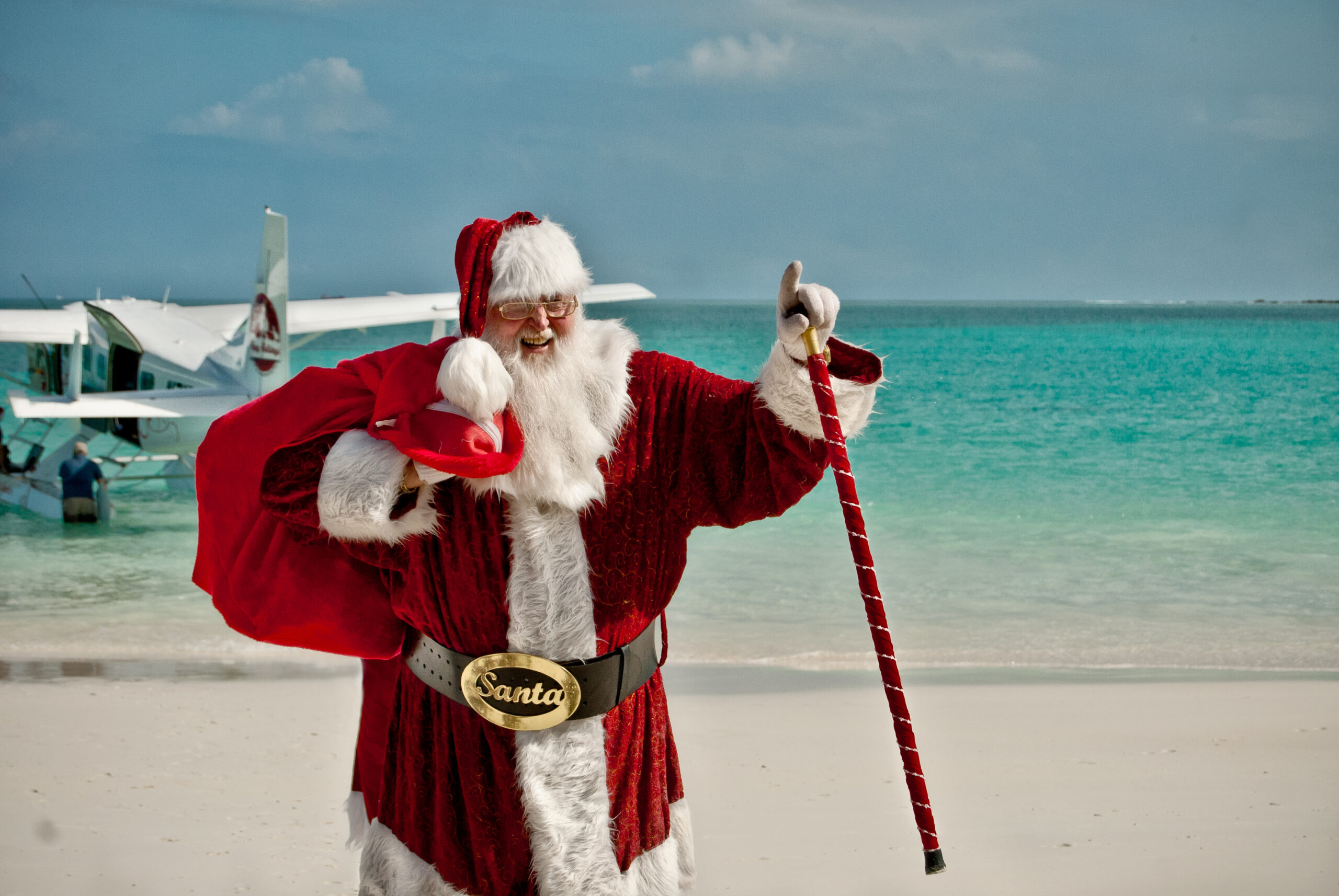 Santa with a bag of books